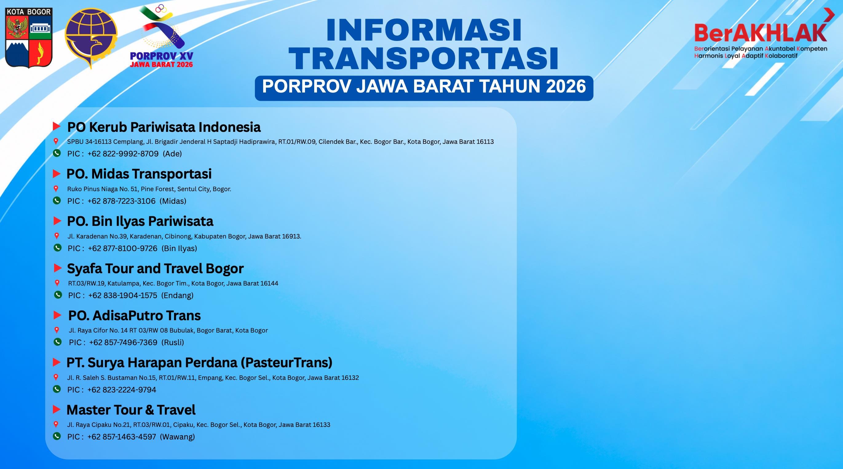 Info Transfortasi - PORPROV XV JABAR 2026